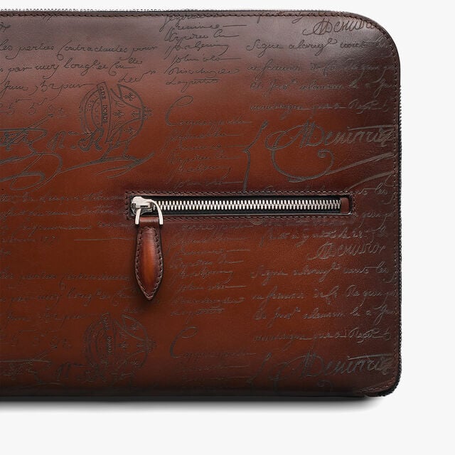 Nino Tgm Scritto Leather Clutch, CACAO INTENSO, hi-res 5