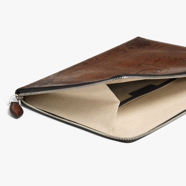 Nino GM Scritto Leather Clutch, CACAO INTENSO, hi-res 6