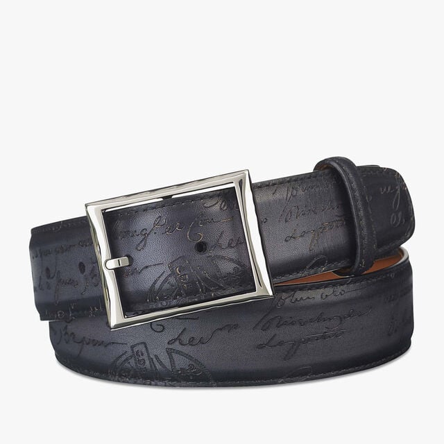 Classic Scritto leather 35 mm Belt, NERO, hi-res 1