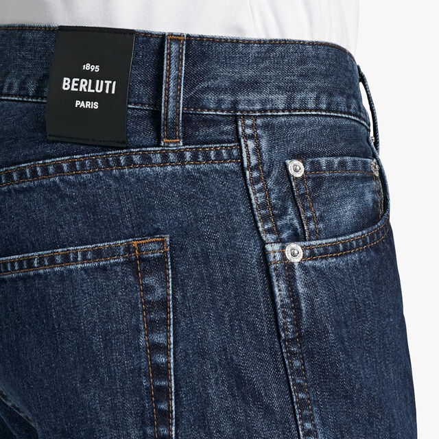 Denim Trousers With Scritto, MIDDLE BLUE, hi-res 5