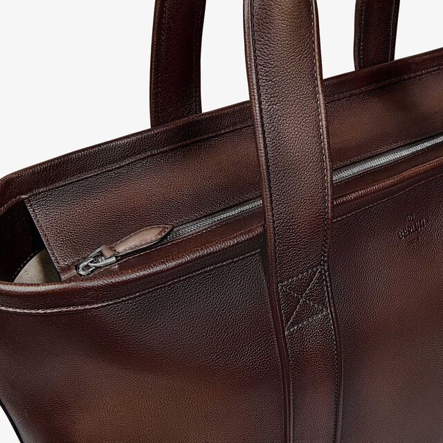 Oversize Tote Leather Tote Bag, SOFT BROWN, hi-res 6