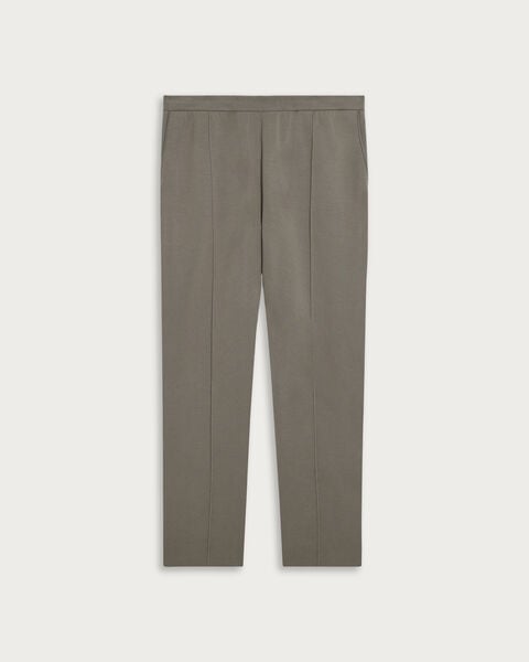 Double Face Knitted Trousers with Leather Detail, Pebbles Grey, hi-res