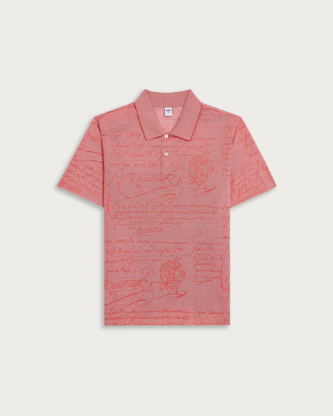 Scritto Pattern Piqu&eacute; Polo, Light Coral, hi-res