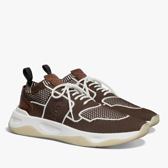 Shadow Knit And Leather Sneaker, DARK BROWN, hi-res 2