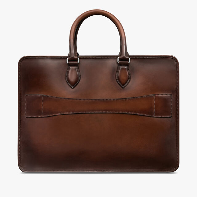 Deux Jours Scritto Leather Briefcase, CACAO INTENSO, hi-res 3