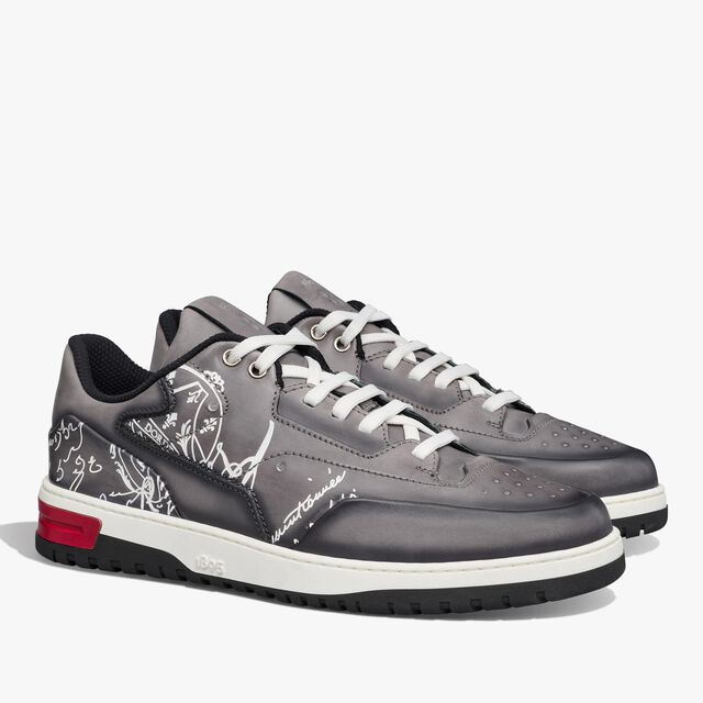 Playoff Scritto Leather Sneaker, IRON GREY+WHITE, hi-res 2