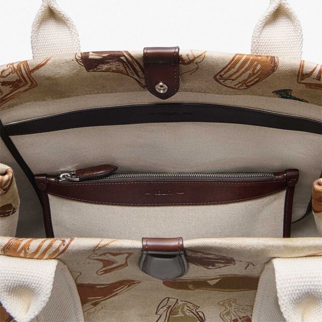 Cabas Open Tote XL En Tissu Imprimé, BROWN + BEIGE, hi-res 7