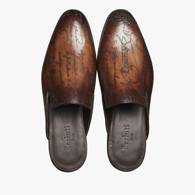 Cyrus Scritto Leather Slipper, TABACCO, hi-res 3