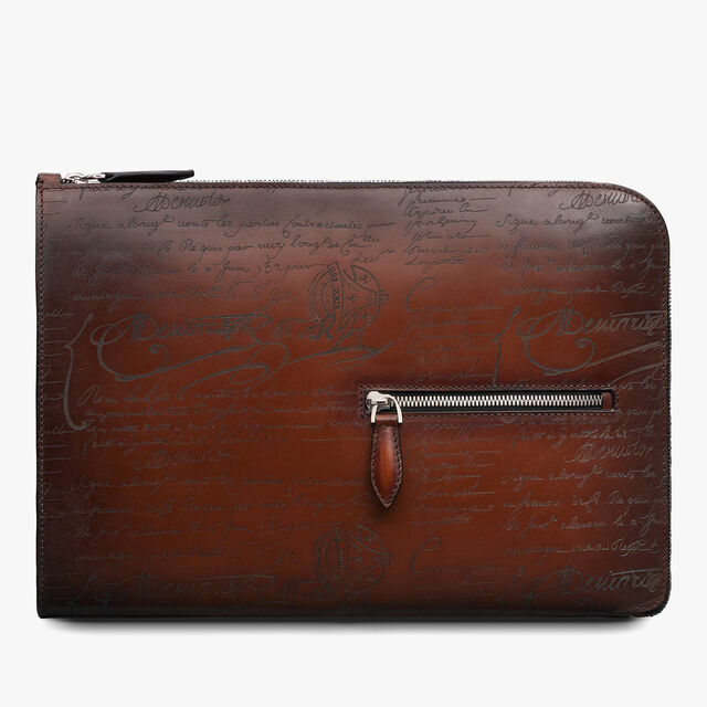 Nino Tgm Scritto Leather Clutch, CACAO INTENSO, hi-res 1