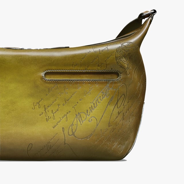 Toujours Soft Zipped Hobo Scritto Leather Messenger, JUNGLE GREEN, hi-res 5