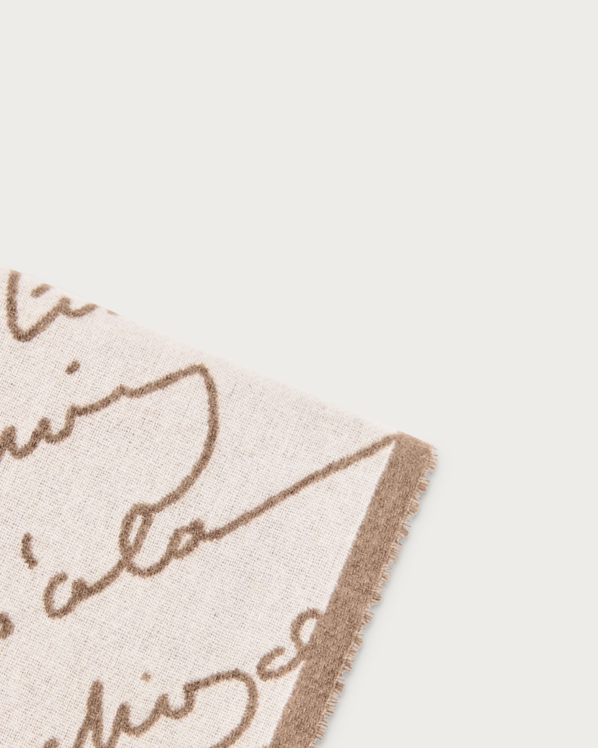 Double Face Herringbone and Scritto Scarf, Tender Beige, hi-res