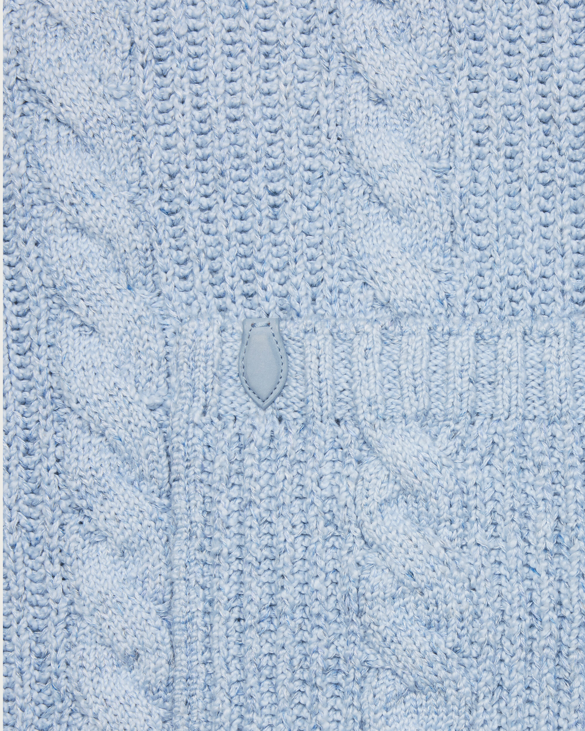 Cable Knit Vareuse with Leather Details, Periwinkle Blue, Image 1