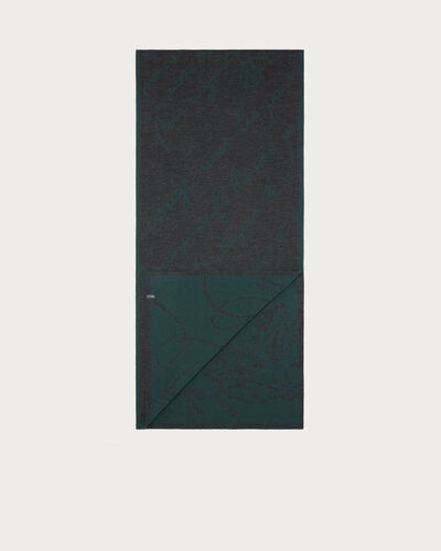 ダブルフェイス スクリットパターン ニット スカーフ, Dark Grey Melange, hi-res