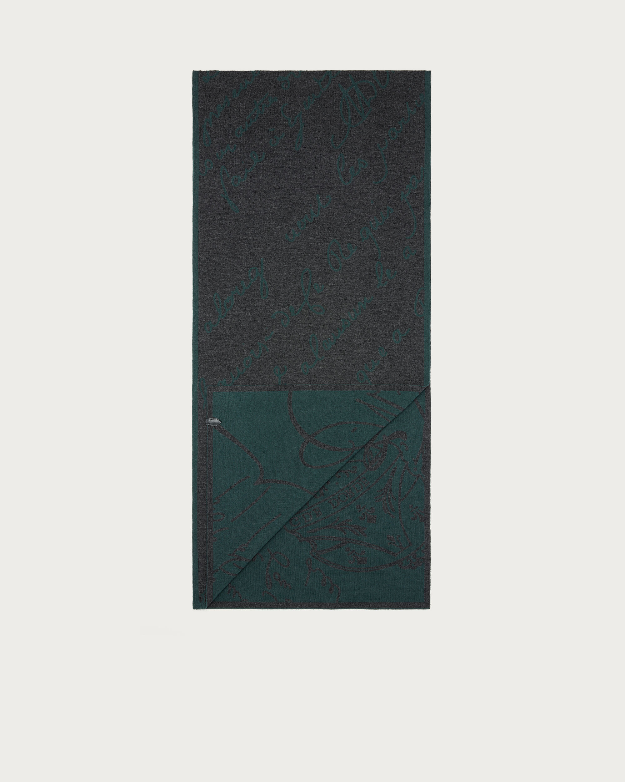 ダブルフェイス スクリットパターン ニット スカーフ, Dark Grey Melange, hi-res