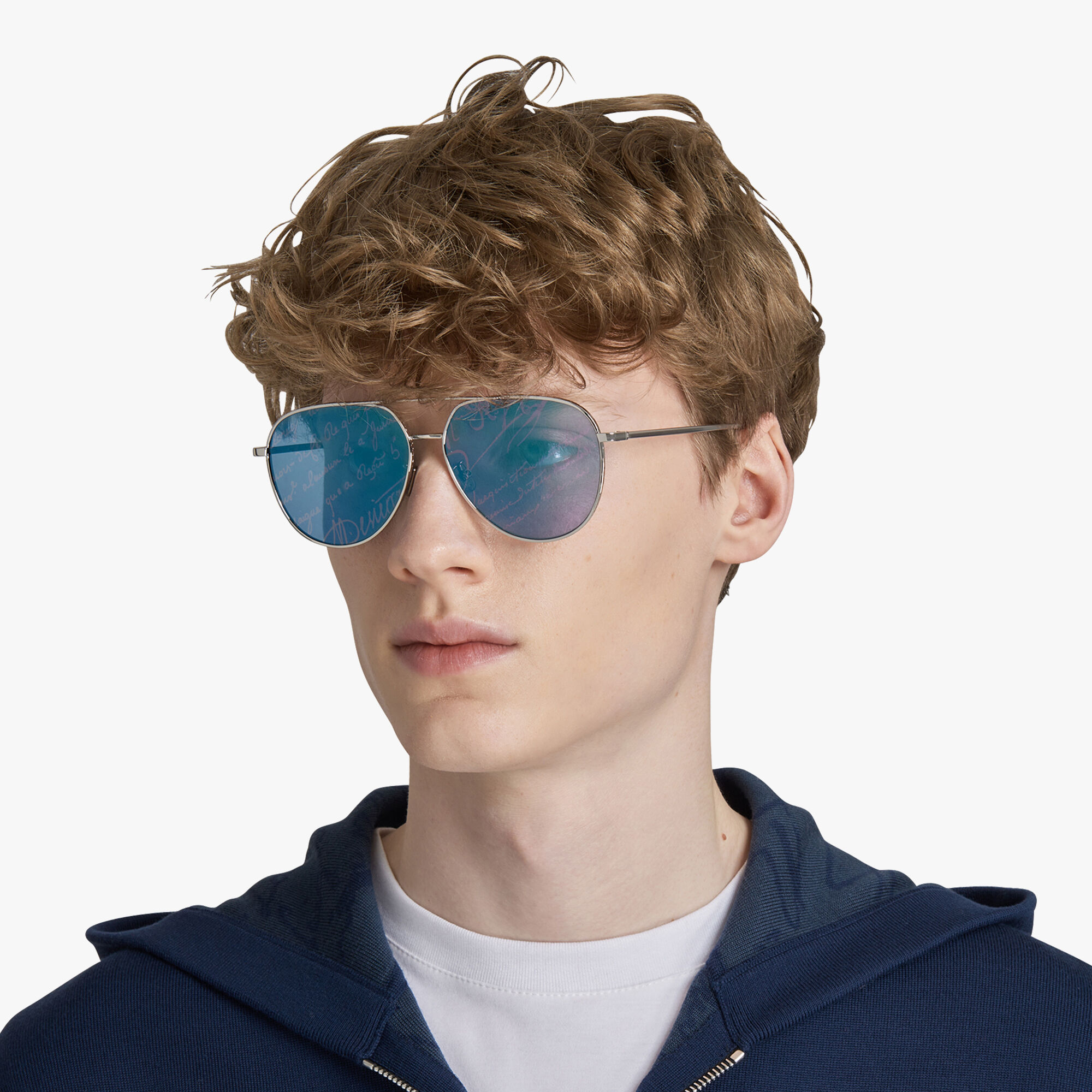 Silver shop blue sunglasses