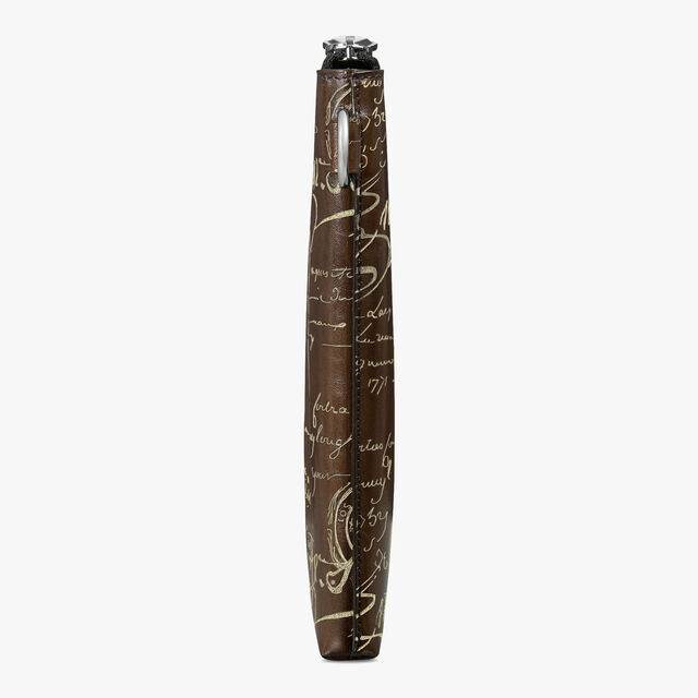 Nino GM Scritto Leather Clutch, CACAO INTENSO + GOLD, hi-res 4