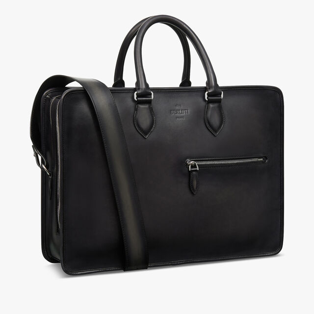 Deux Jours Leather Briefcase, NERO GRIGIO, hi-res 2