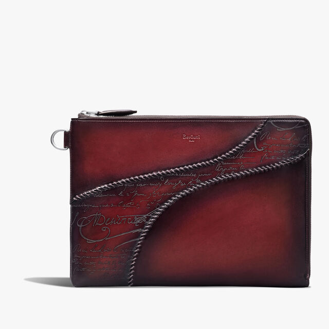 Nino GM Scritto Leather Clutch, SAINT EMILION, hi-res 1