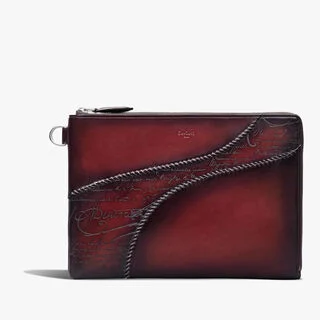 Nino GM Scritto Leather Clutch, SAINT EMILION, hi-res