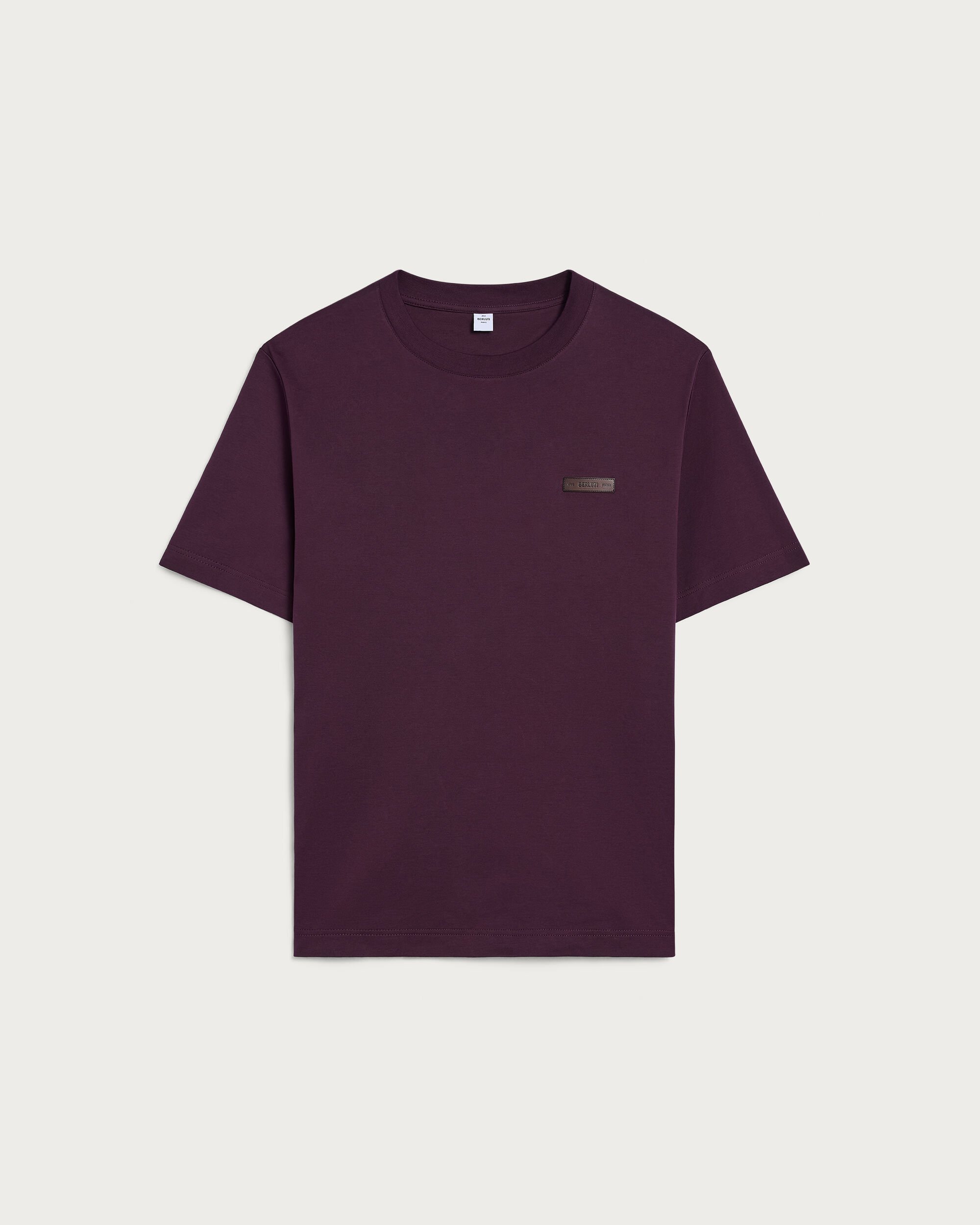 T-Shirt avec D&eacute;tail en Cuir, Purple Grape, hi-res