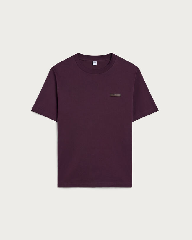 T-Shirt avec D&eacute;tail en Cuir, Purple Grape, hi-res