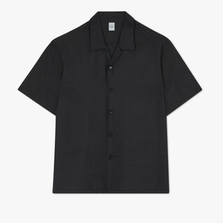 Silk & Cotton Scritto Short Sleeves Shirt, NOIR, hi-res