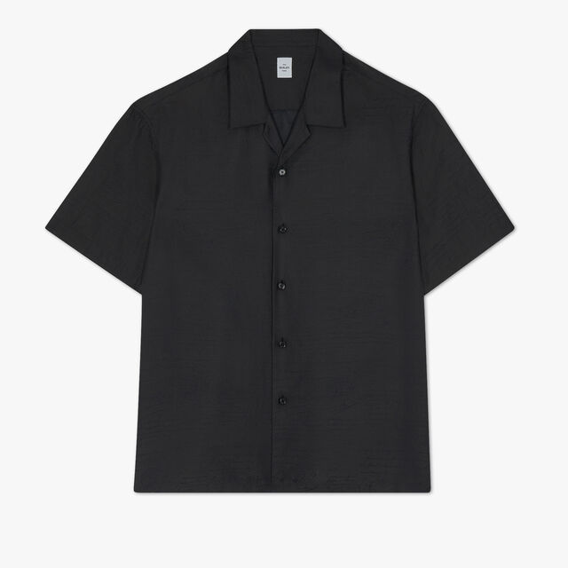 Silk & Cotton Scritto Short Sleeves Shirt, NOIR, hi-res 1