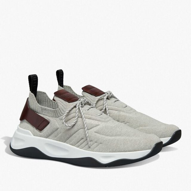 Shadow Knit And Leather Sneaker, LIGHT GREY, hi-res 2