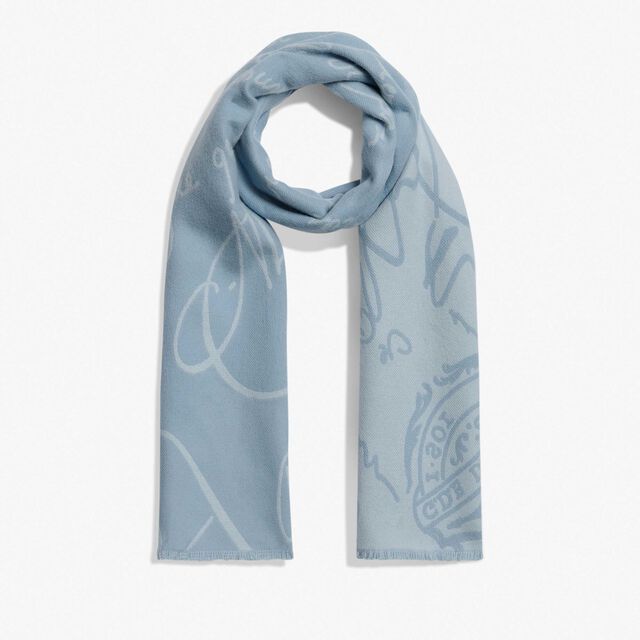 Wool Scritto Scarf, PALE BLUE, hi-res 2