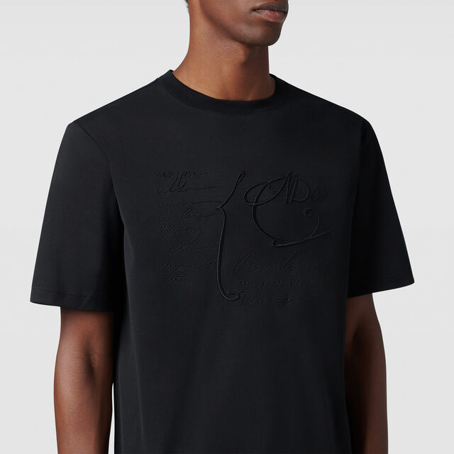 Scritto Embroidered T-shirt, NOIR, hi-res 3