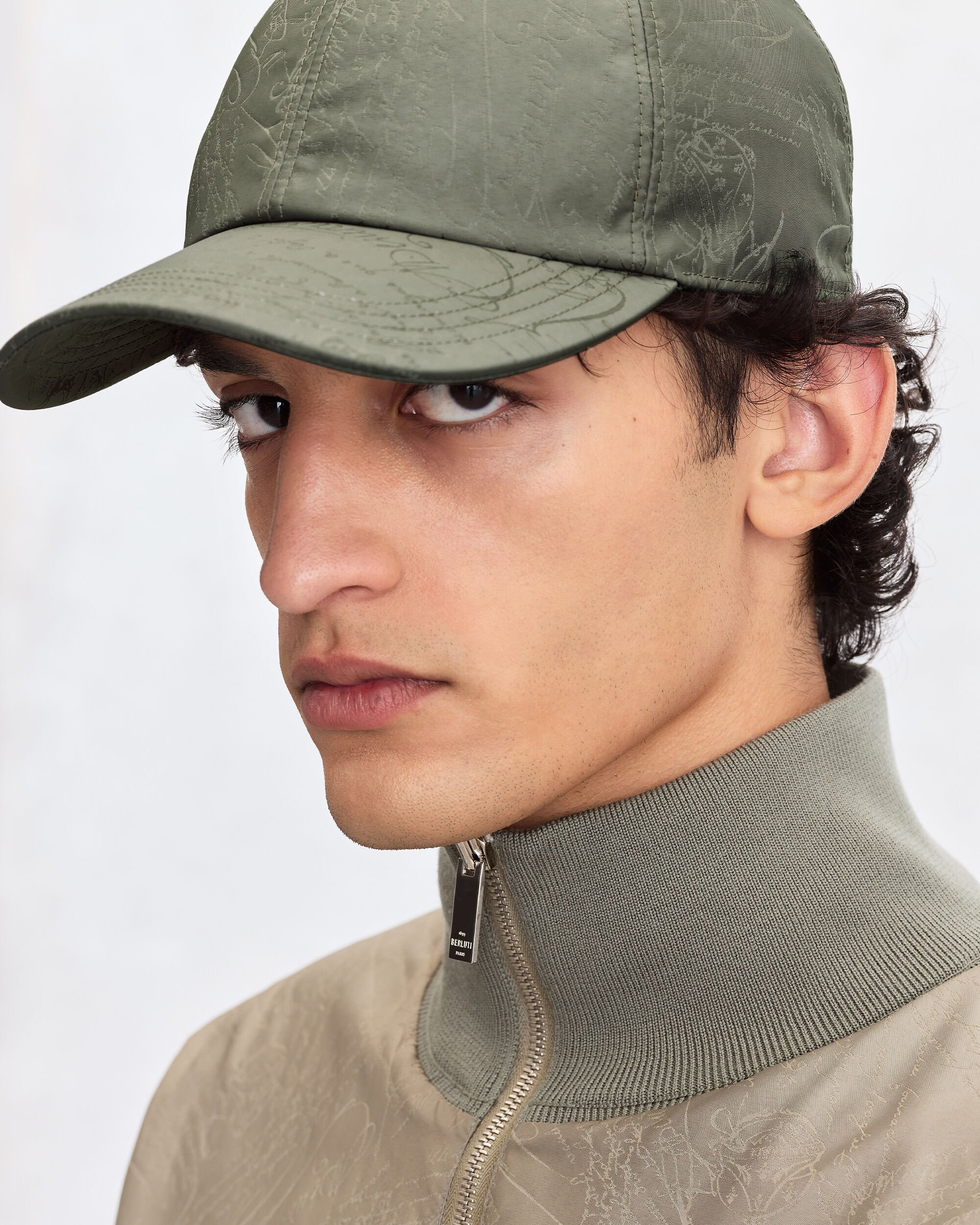 Baseball Cap with Leather Visor, Silver, hi-res