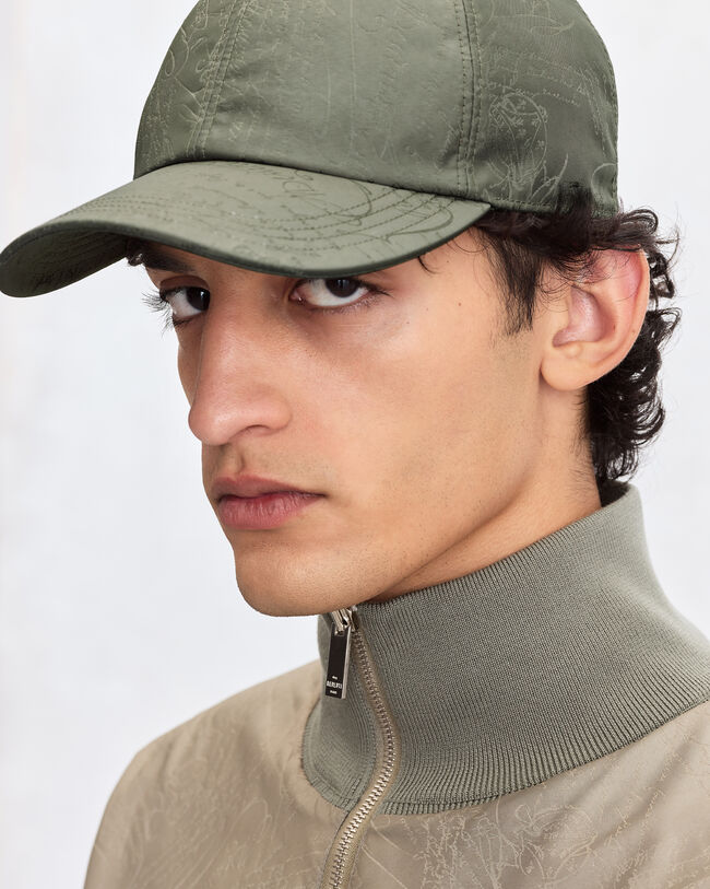 Baseball Cap with Leather Visor, Silver, hi-res