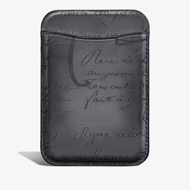 Scritto Leather Magnetic Card Holder, LIGHT ALUMINIO, hi-res 1