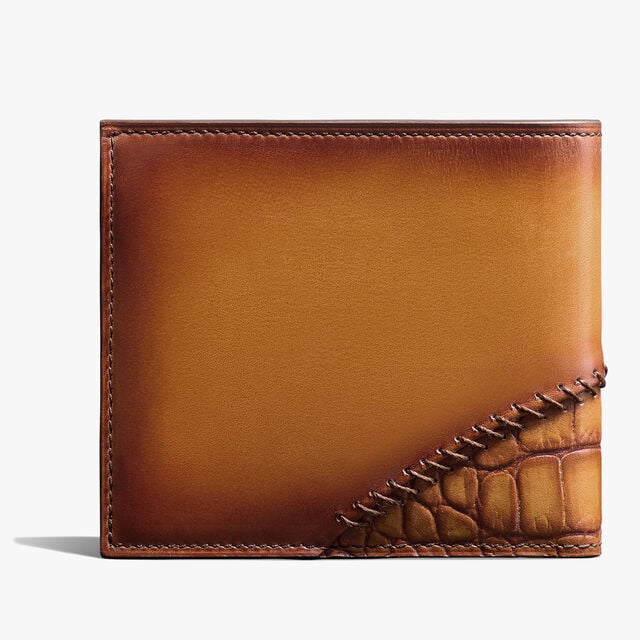 Makore Leather And Alligator Leather Compact Wallet, ICE GOLD, hi-res 2