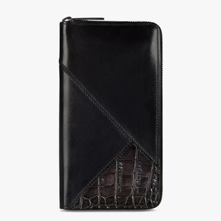 Itauba Patchwork Leather & Alligator Zipped Wallet, DEEP TDM & BLACK, hi-res