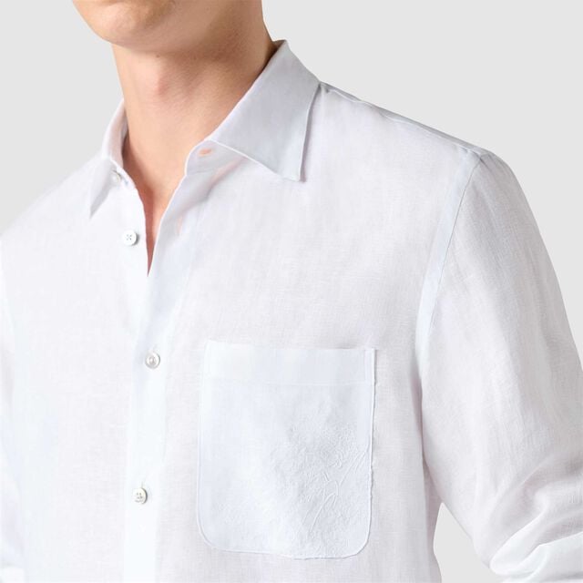 Chemise En Lin Avec Poche Scritto, PAPER WHITE, hi-res 5