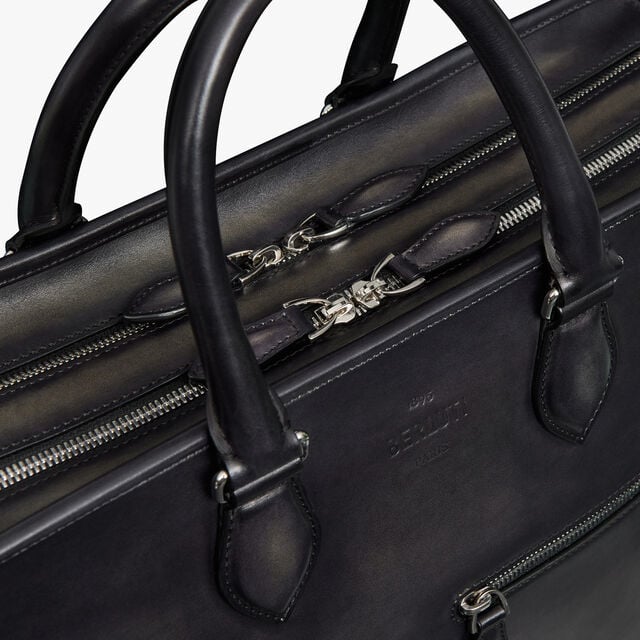 Deux Jours Leather Briefcase, NERO GRIGIO, hi-res 5