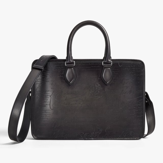 Un Jour Mini Scritto Leather Briefcase, NERO GRIGIO, hi-res 3
