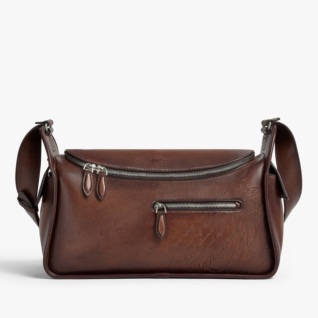 Sac Bandoulière Périple Barrel Bag En Cuir Scritto, SOFT BROWN, hi-res 1