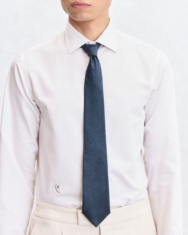 Classic Scritto Pattern Tie, Dim Blue, hi-res