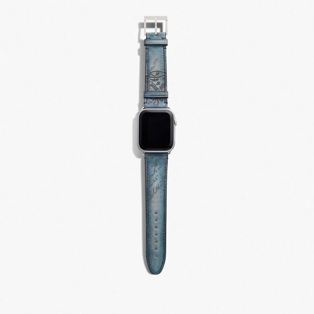 Apple Watch Bracelet Scritto Leather, STONE DENIM, hi-res 2