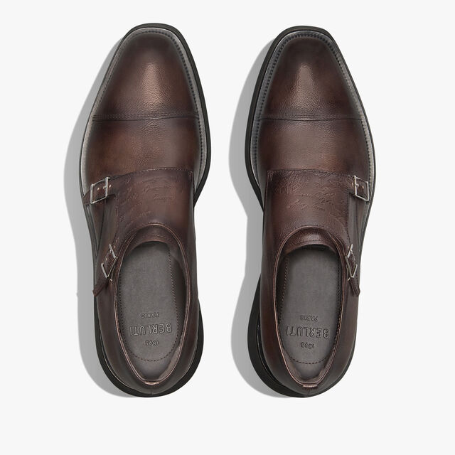 Alessio Scritto Leather Double Monk, SOFT BROWN, hi-res 3