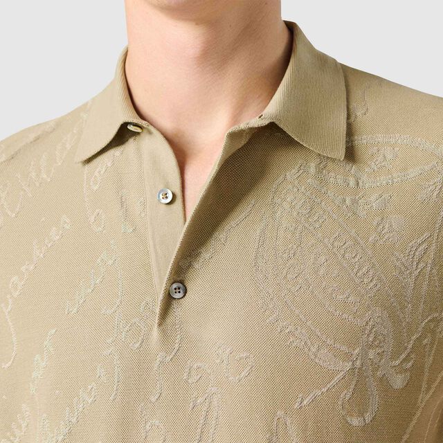 Cotton Silk Scritto Pique Polo, RIVER SAND, hi-res 5