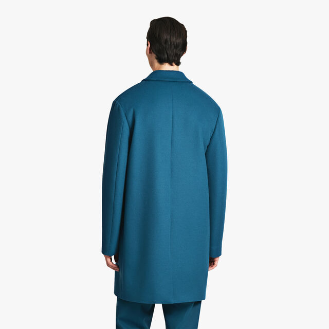 Wool And Cashmere Coat With Leather Details, DEEP EMERALD BLUE/GREYISH BLUE, hi-res 3