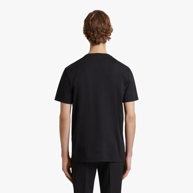 T-Shirt Avec Détail En Cuir, NOIR, hi-res 3