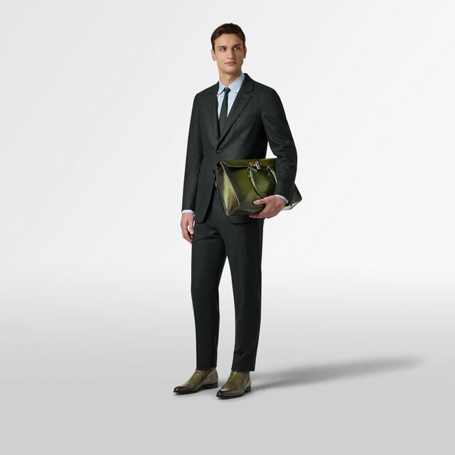 E'mio Horn and Leather Briefcase, NERO CAVIAR, hi-res 8