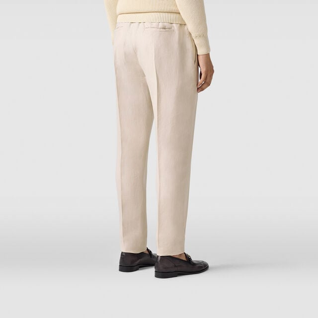 Linen Drawstring Pants, SAND LINEN, hi-res 4