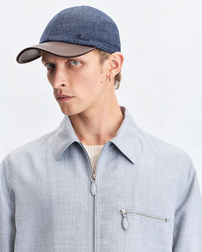 Baseball Cap with Leather Visor, Soladite Blue, hi-res