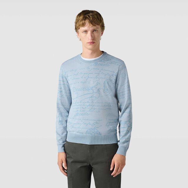 Pull En Laine Scritto, PALE BLUE, hi-res 2