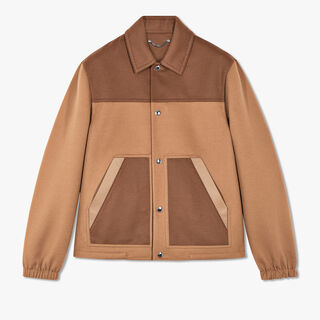 Double Face Wool Coach Jacket With Leather Details, BEIGE / CAMEL, hi-res